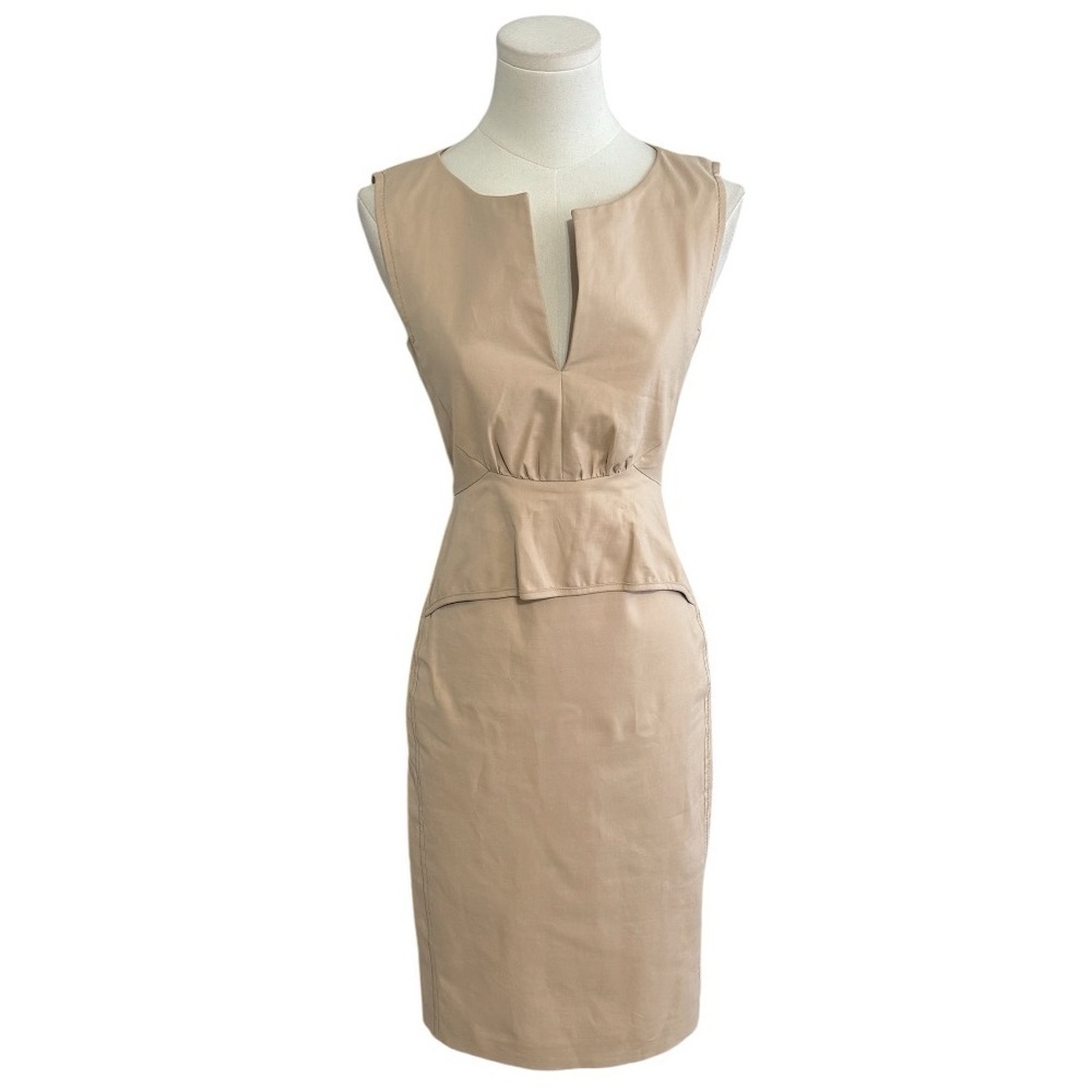 SCHUMACHER Dress Midi Sleeveless Shift Cream Business Work Date Party Size 1 S